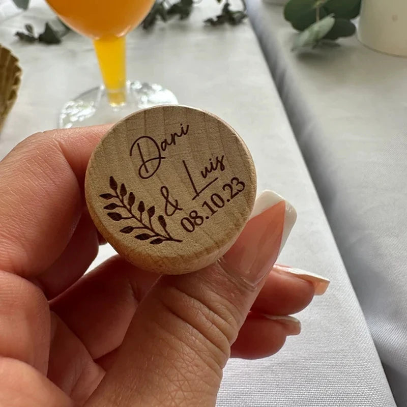 5-Pack Personalized Wooden Wine Stoppers | Wedding Bridal Gift Personalized Wine Stopper Peaceful Pleasures Health and Wellness