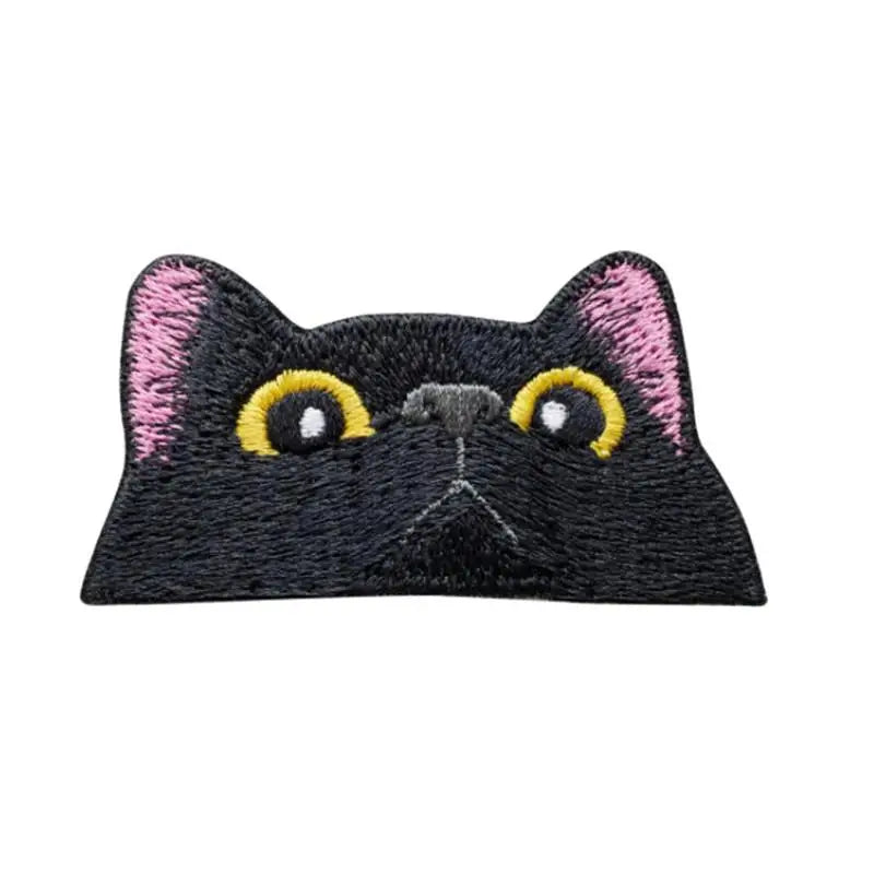 Black Cat Embroidered Iron-On Patch – Peeping & Crying Kitten