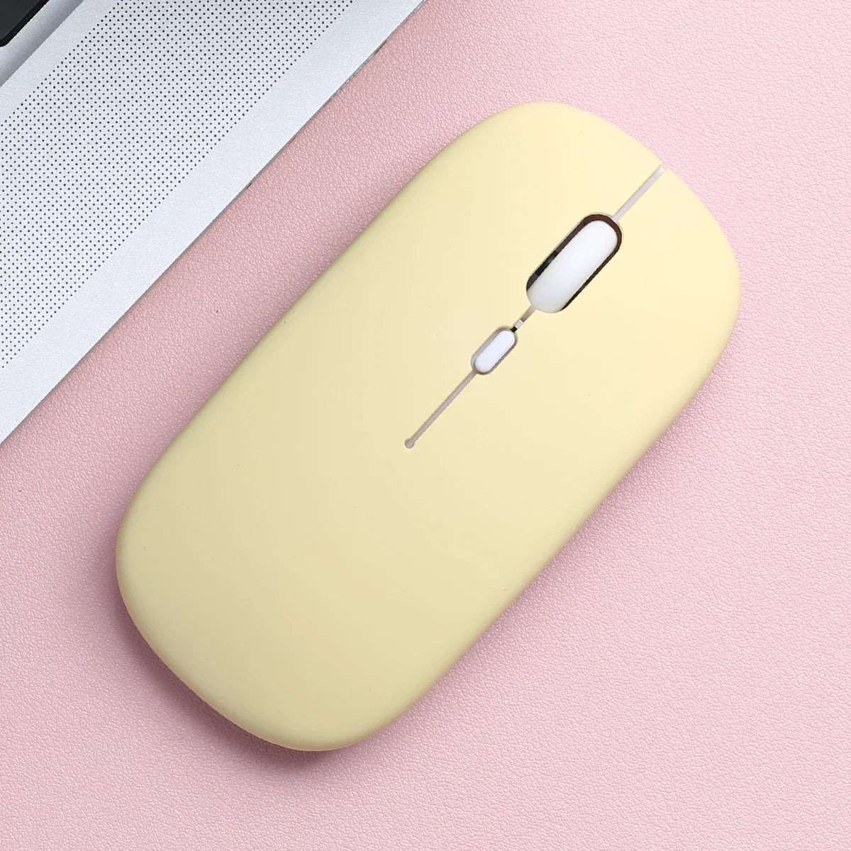 Wireless Bluetooth-compatible Mouse Portable Ergonomic Computer Mice For Laptop iPad Tablet PC Mobile Phone Office Gaming Mouse Peaceful Pleasures Health and Wellness Matte-Yellow