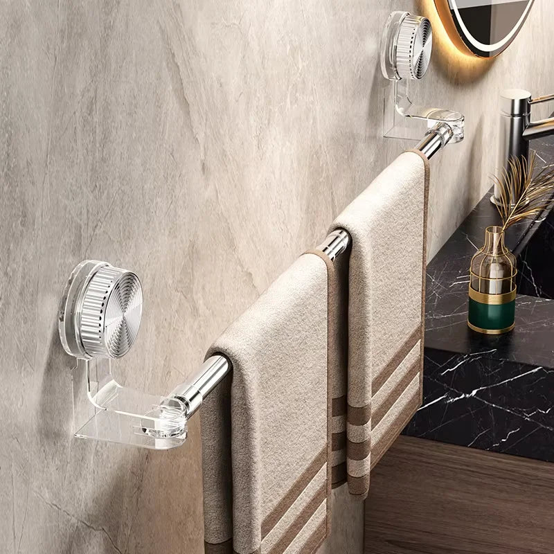 Suction Cup Telescopic Towel Bar & Corner Rack – No Drill
