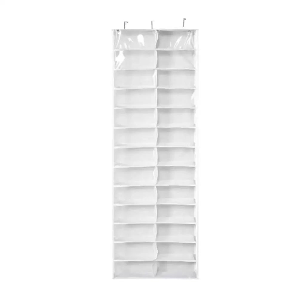 26-Pocket Over-Door Shoe Rack Organizer | Transparent Pockets