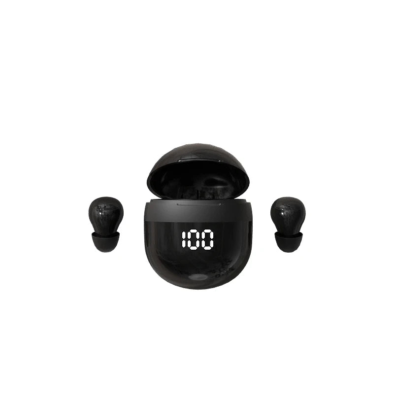 SK18 Mini Invisible Sleep Wireless Earbuds Bluetooth 5.3 Headphones with LED Display Touch Control Noise Cancelling Waterproof Peaceful Pleasures Health and Wellness black