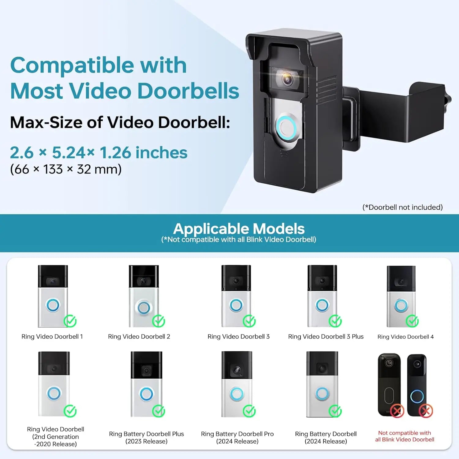 No-Drill Anti-Theft Doorbell Mount – 360° Adjustable Wireless Camera Holder Peaceful Pleasures Health and Wellness