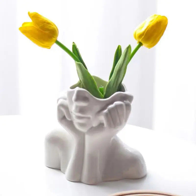2026 Resin Vase Gold White Black Human Body Shaping Art Flower Planter Personalized And Creative Decoration Handicrafts Ornament Peaceful Pleasures Health and Wellness
