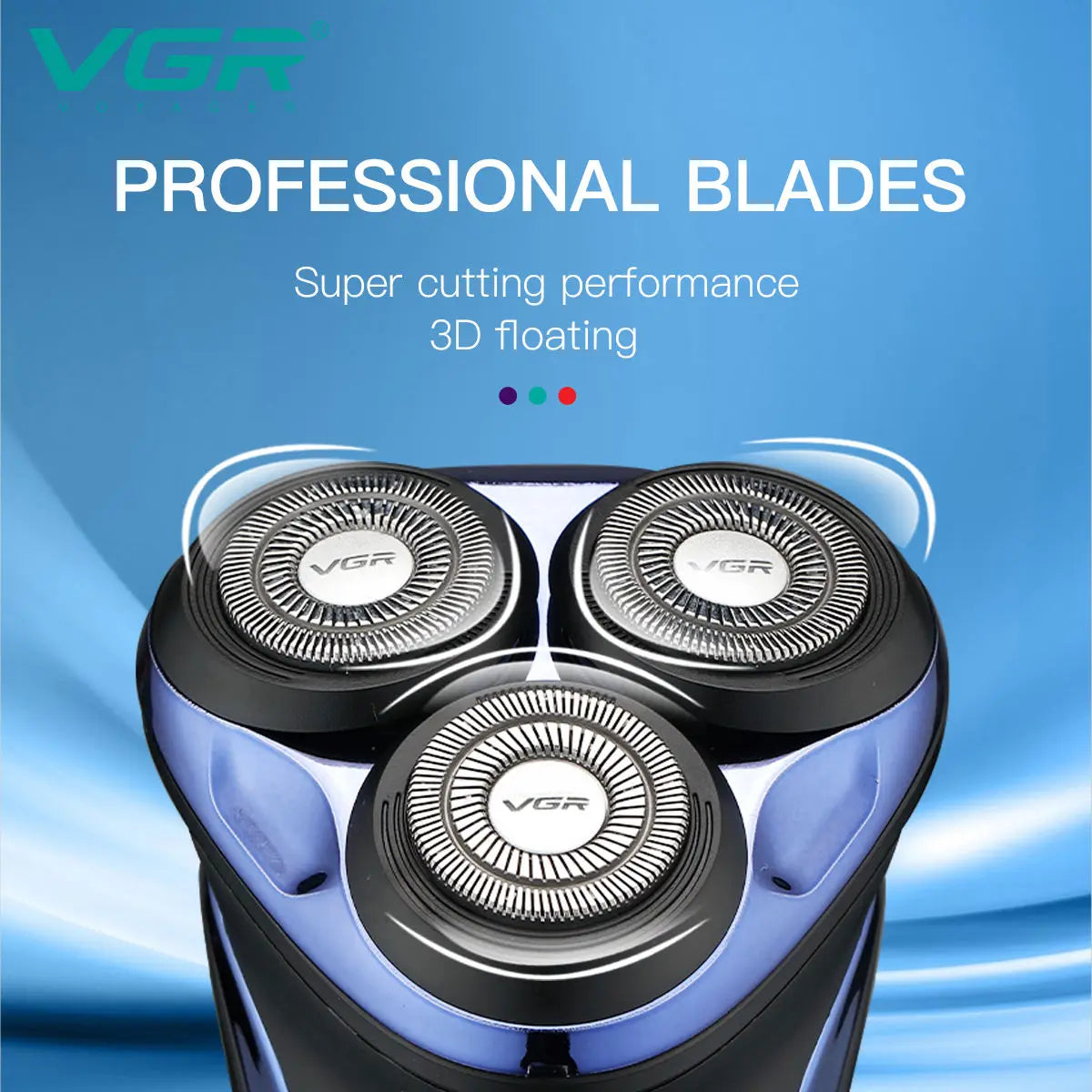 VGR Electric Shaver Professional Razor Waterproof Beard Trimmer Rotary 3D Floating Shaving Rechargeable Electric for Men V-306 Peaceful Pleasures Health and Wellness
