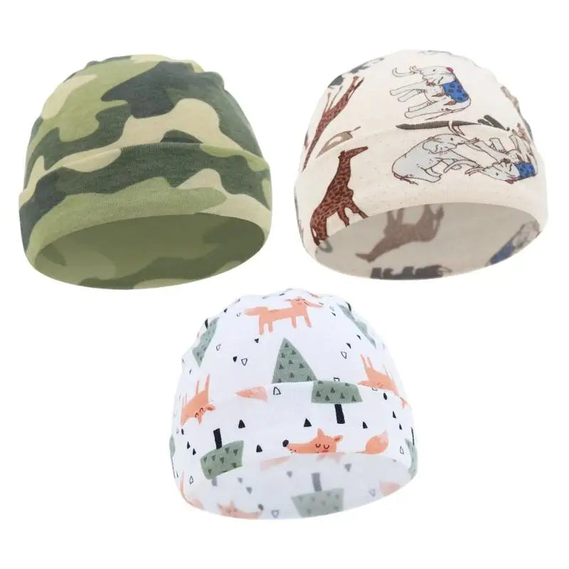 3-Pack Soft Cotton Baby Hats | Newborn Caps 0–6 Months