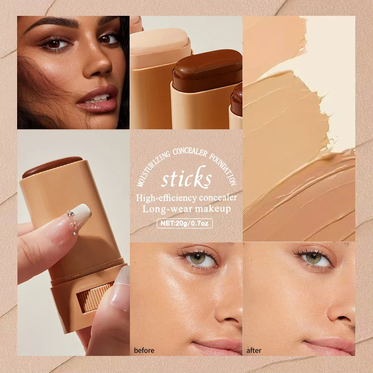 OCHEAL Waterproof Concealer Foundation Stick – Natural Finish