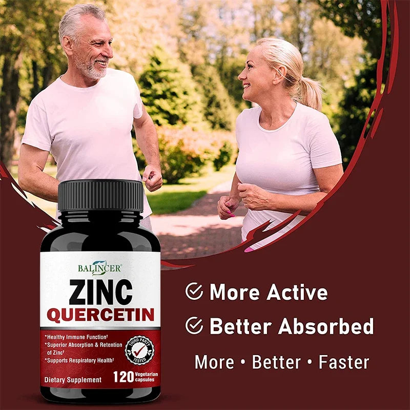 Quercetin + Zinc Vegetarian Capsules - Supports Immune, Skin and Bone Health, Nutritional Metabolism Supplement Peaceful Pleasures Health and Wellness