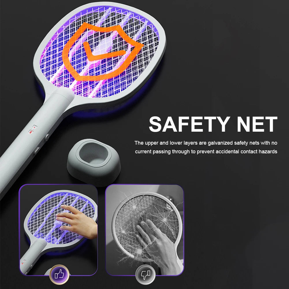2-in-1 Electric Mosquito Swatter Mosquito Killer USB Rechargeable Angle Adjustable Electric Bug Zapper Fly Bat Insect Swatter Peaceful Pleasures Health and Wellness