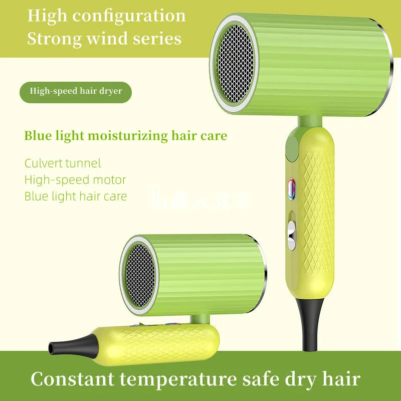 New Folding Hair Dryer with High Power, Fast Drying, Blue Light Ion Silence, Convenient Travel, Hair Dryer for Home Use Peaceful Pleasures Health and Wellness Light green-220V