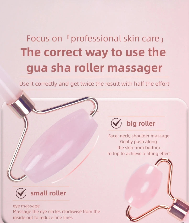 Gua Sha Facial Massage Set – Face Roller & Scraping Board
