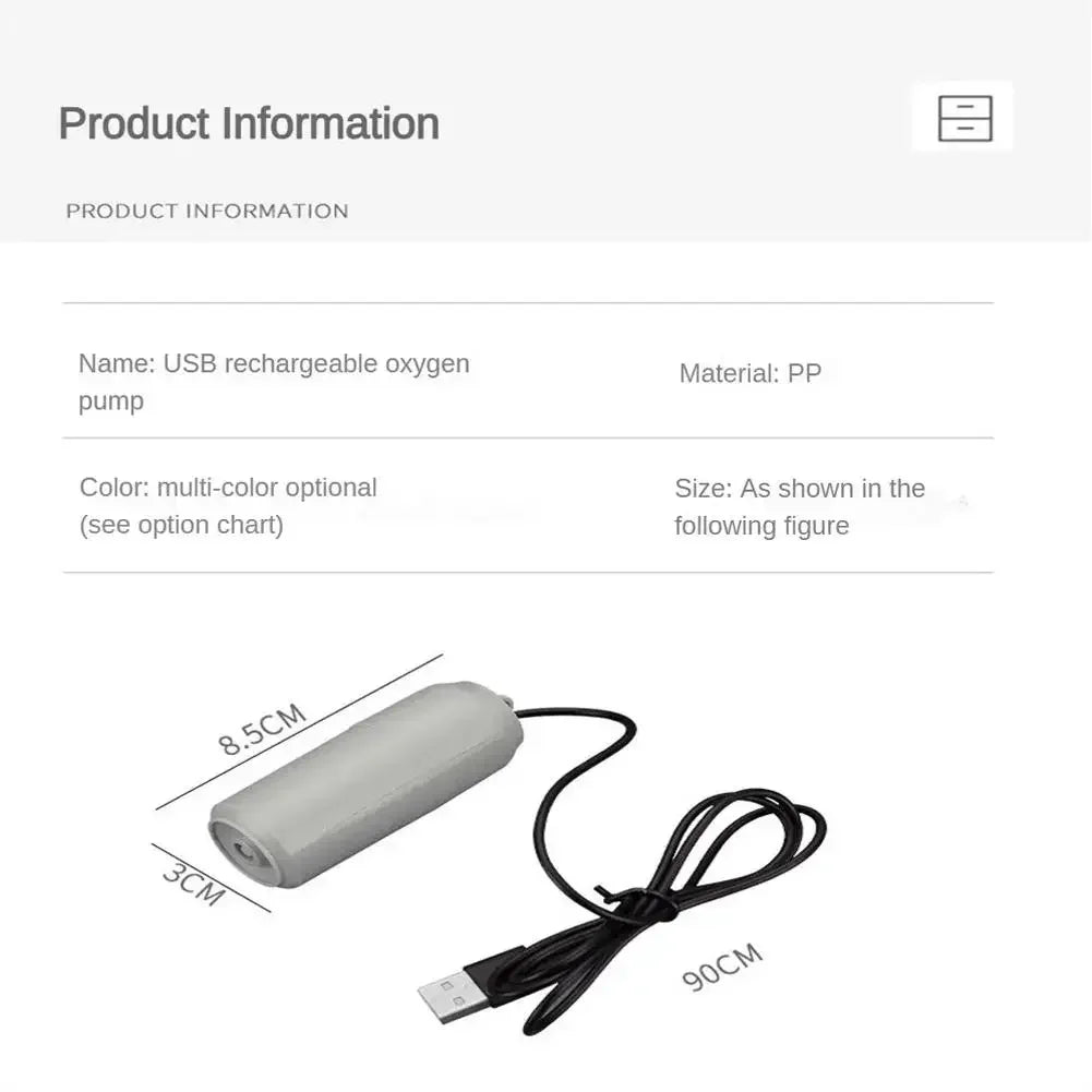 USB Mini Aquarium Air Pump – Silent Aerator for Small Fish Tanks