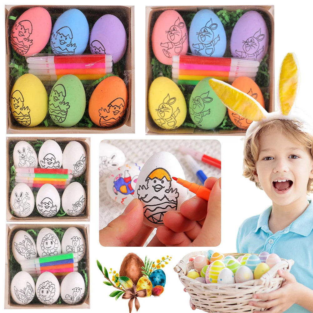 DIY Painting Easter Eggs with Paint Pen DIY Doodle Kit Easter Egg Coloring Craft Kit for Kids Party Favors Peaceful Pleasures Health and Wellness