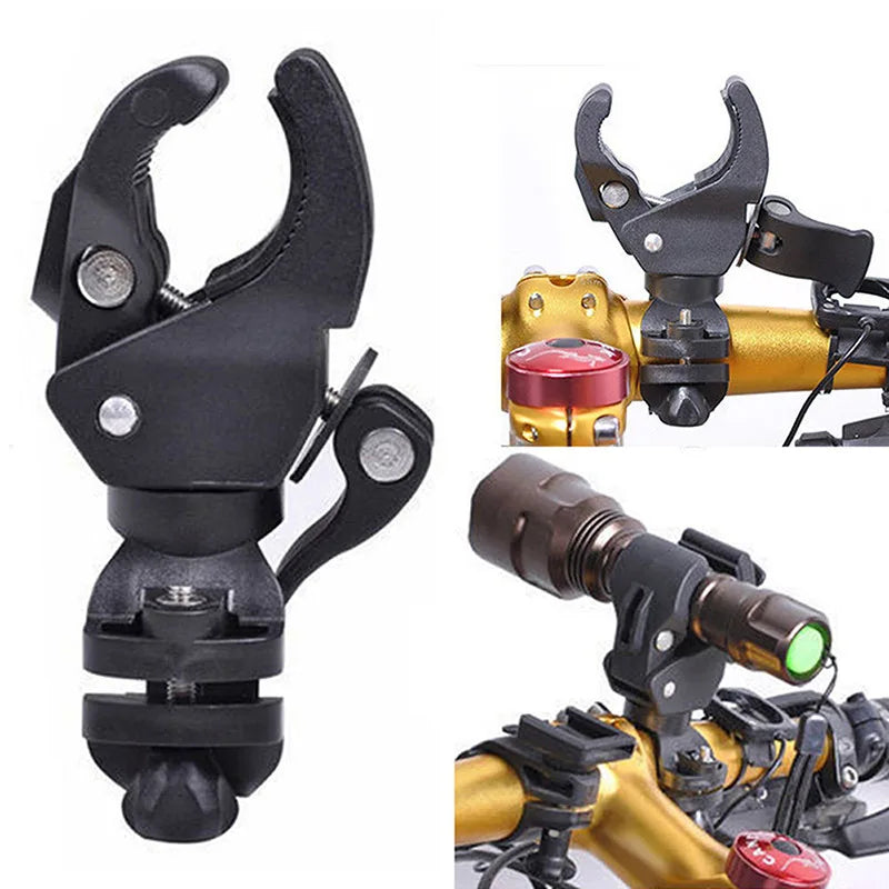 90/360° Rotating Bike Handlebar Flashlight Mount Clamp Holder