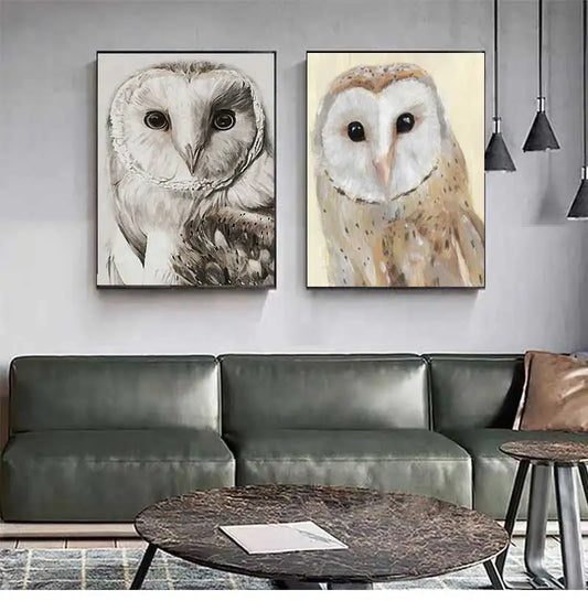 Realistic Owl Canvas Wall Art | Scandinavian Animal Poster Canvas Wall Art Peaceful Pleasures Health and Wellness