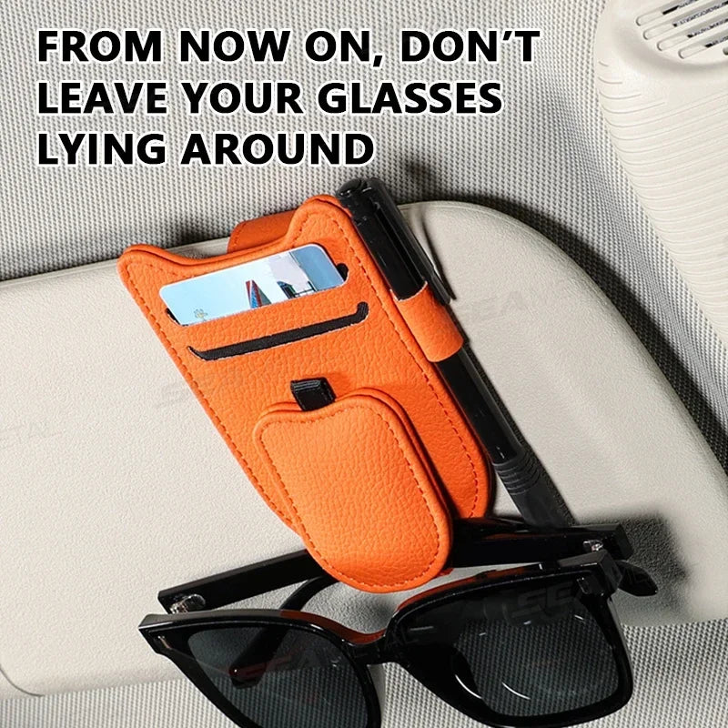 Car Sun Visor Glasses Holder Magnetic Sunglasses Clip Card Holder Storage Bag Scratch-Free Universal Eyeglasses Clip Peaceful Pleasures Health and Wellness