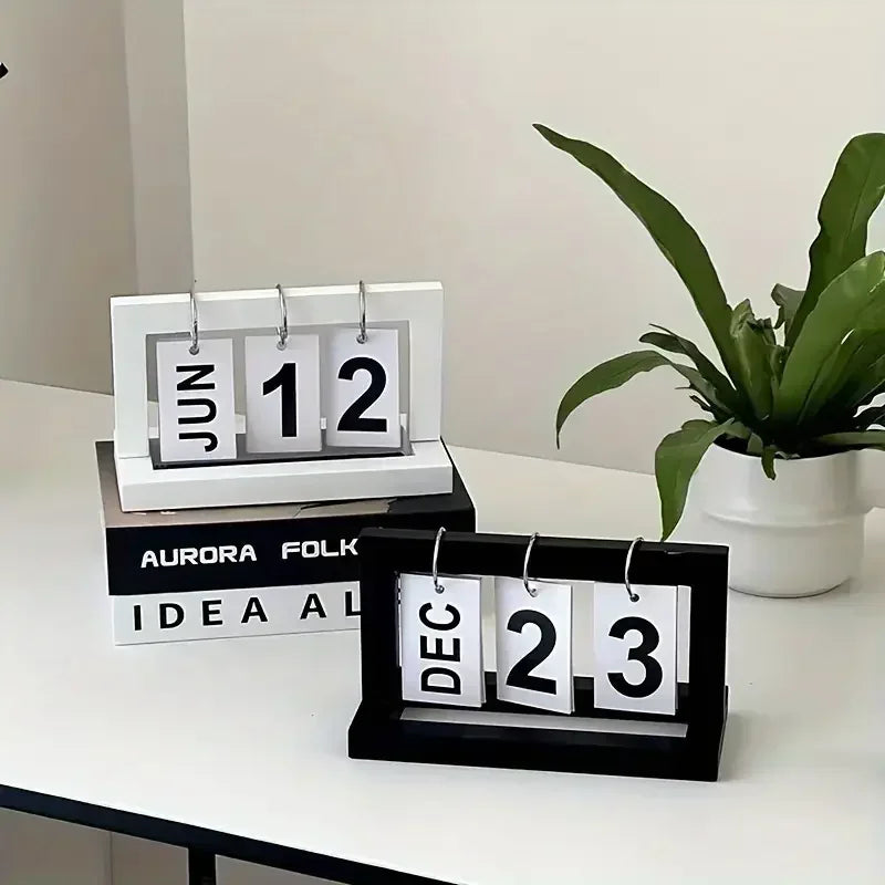 Ins Minimalist Style Living Room Office Decoration Wooden Calendar Ornament Modern Desk Accessories Simple Home Decor Crafts Gif Peaceful Pleasures Health and Wellness