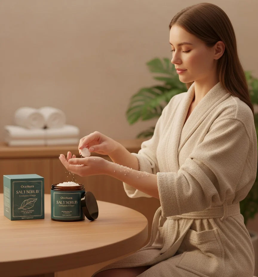 OceAura Sea Salt Body Scrub – Exfoliate & Brighten Skin 114g