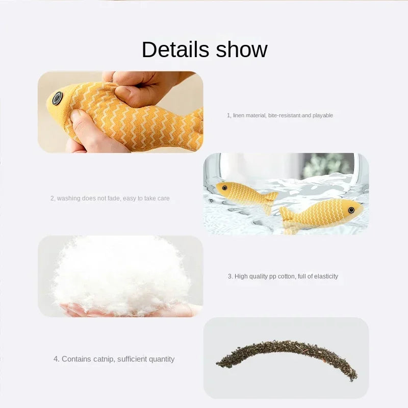 Catnip Fish Kick Toy for Cats – Chewing & Teething Plush Catnip Cat Toy Peaceful Pleasures Health and Wellness
