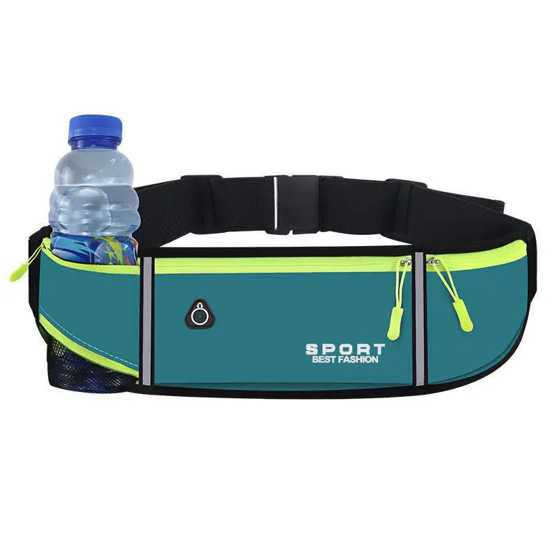 Waterproof Outdoor Sports Running Waist Bag Marathon Fitness Can Hold Water Bottle Mobile Phone Waist Bag Peaceful Pleasures Health and Wellness Blue