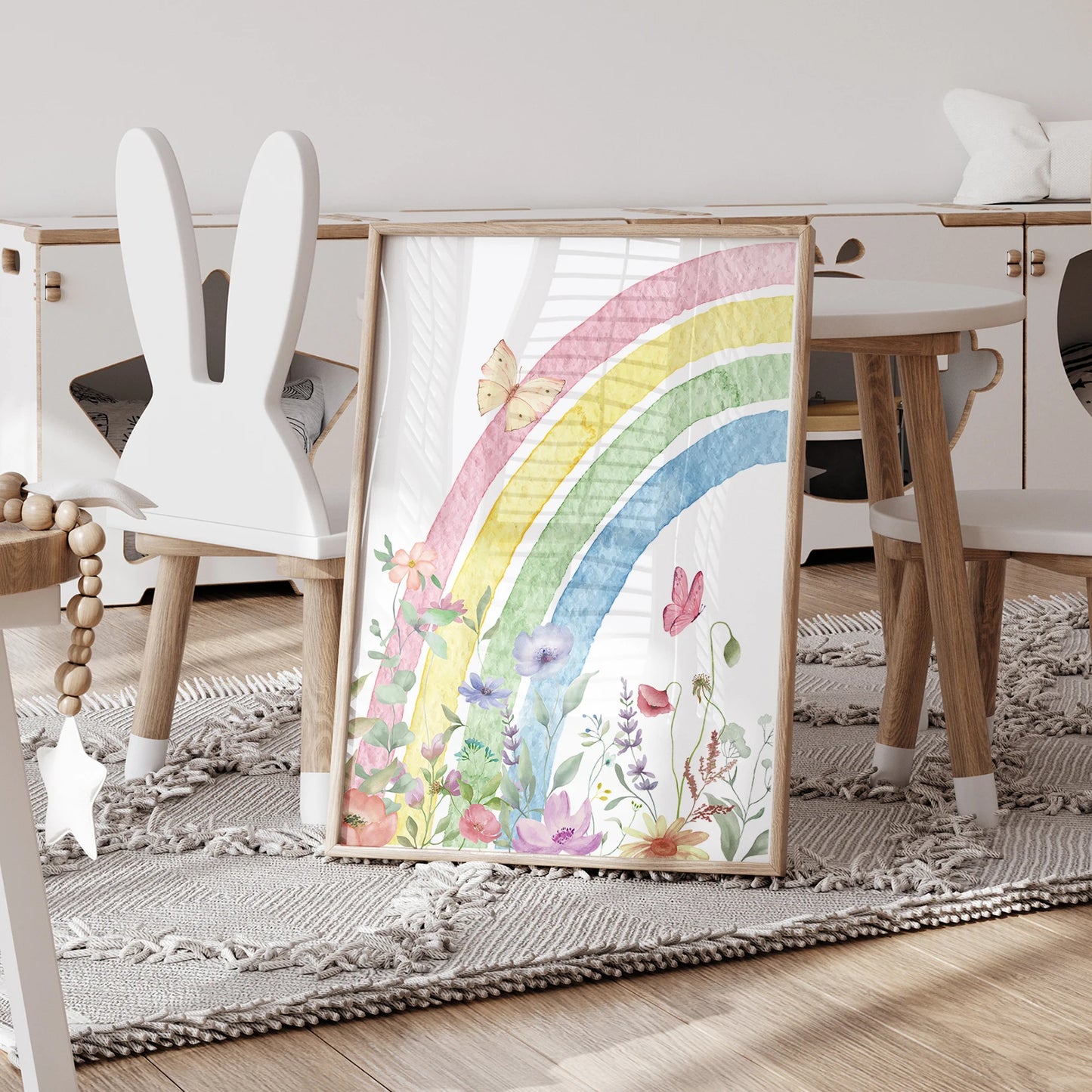 3-Piece Personalized Name Flower Rainbow Canvas Wall Art