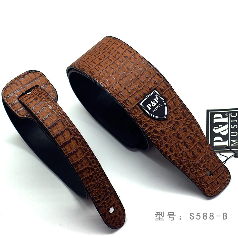 P&p Like 2023 PU Leather Guitar Strap Snake Pattern Bass Instrument