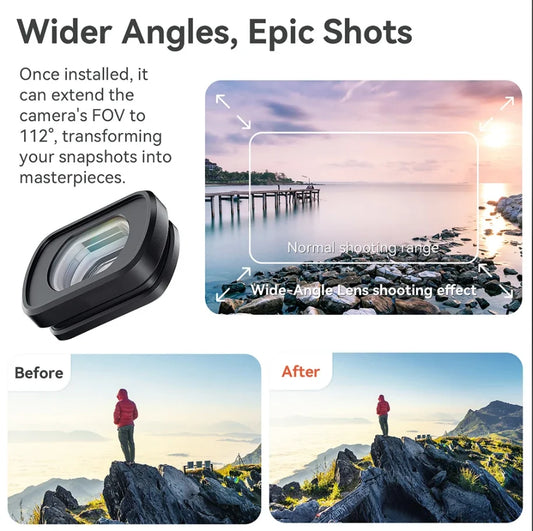 Magnetic Wide Angle & Macro Lens for DJI Osmo Pocket 3/4 Camera Lens Attachment Oasis Select