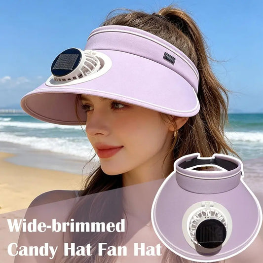 Sun hat with fan Adjustable Fan Speeds Wide Brim Sun Hat Outdoor Visor Hat Sunshade Beach Sunshade Hat Women Peaceful Pleasures Health and Wellness