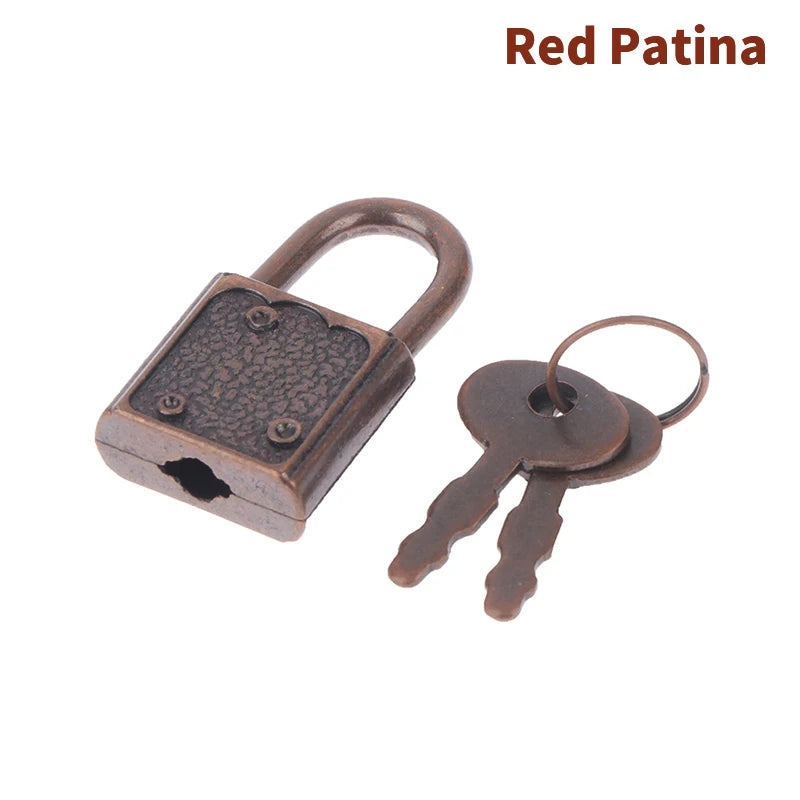 1Set 6Colors Rectangle Padlocks Mini Luggage Hardware Locks With Key Lock For Travel Wedding Jewelry Box Diary Book Suitcase Peaceful Pleasures Health and Wellness Red Patina