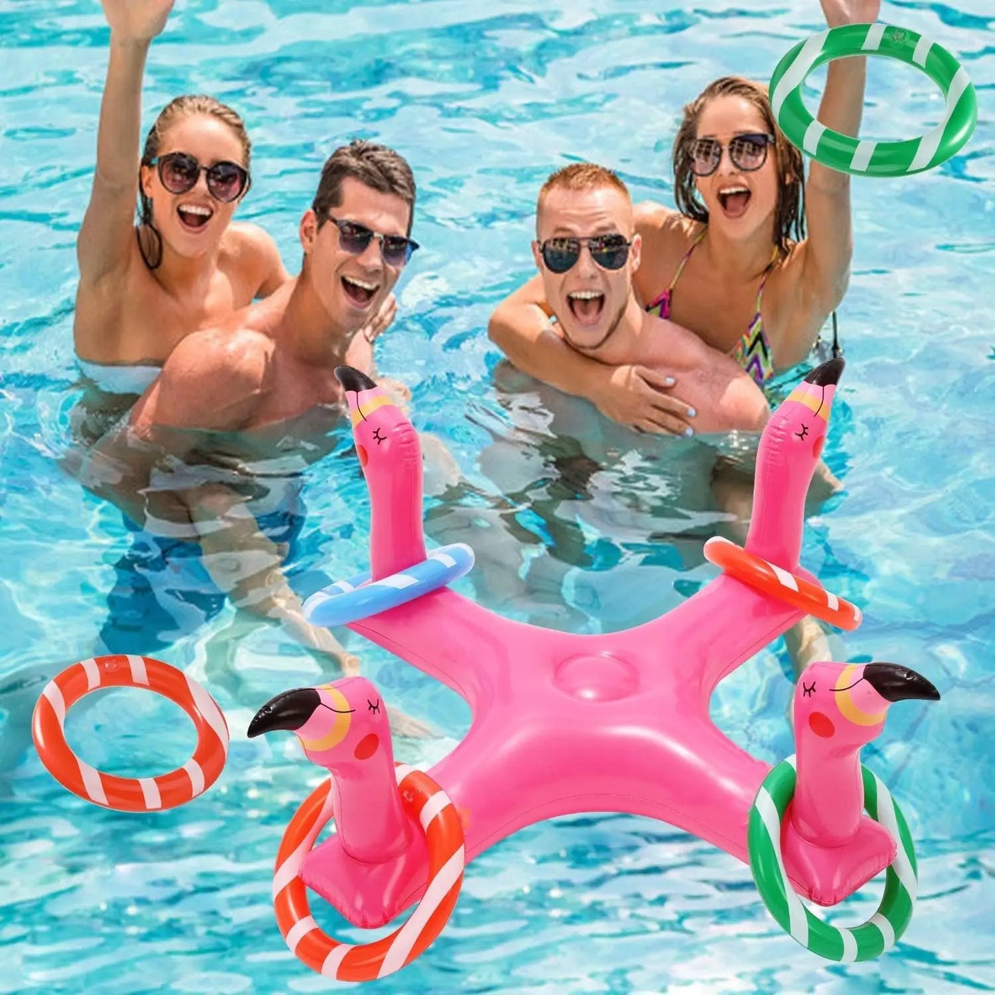 Flamingo Inflatable Ring Toss Pool Game – Kids & Family Fun