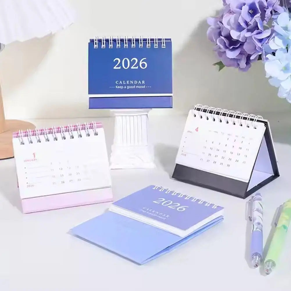 2026 Mini Desk Calendar Simple Style English Mini Desk Calendar Desktop Display Portable Decoration Handmade Diary Peaceful Pleasures Health and Wellness