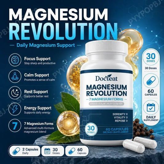 Docteat Magnesium Complex 7 Forms + B6, Zinc & Taurine – 60 Caps Magnesium Supplement Peaceful Pleasures Health and Wellness