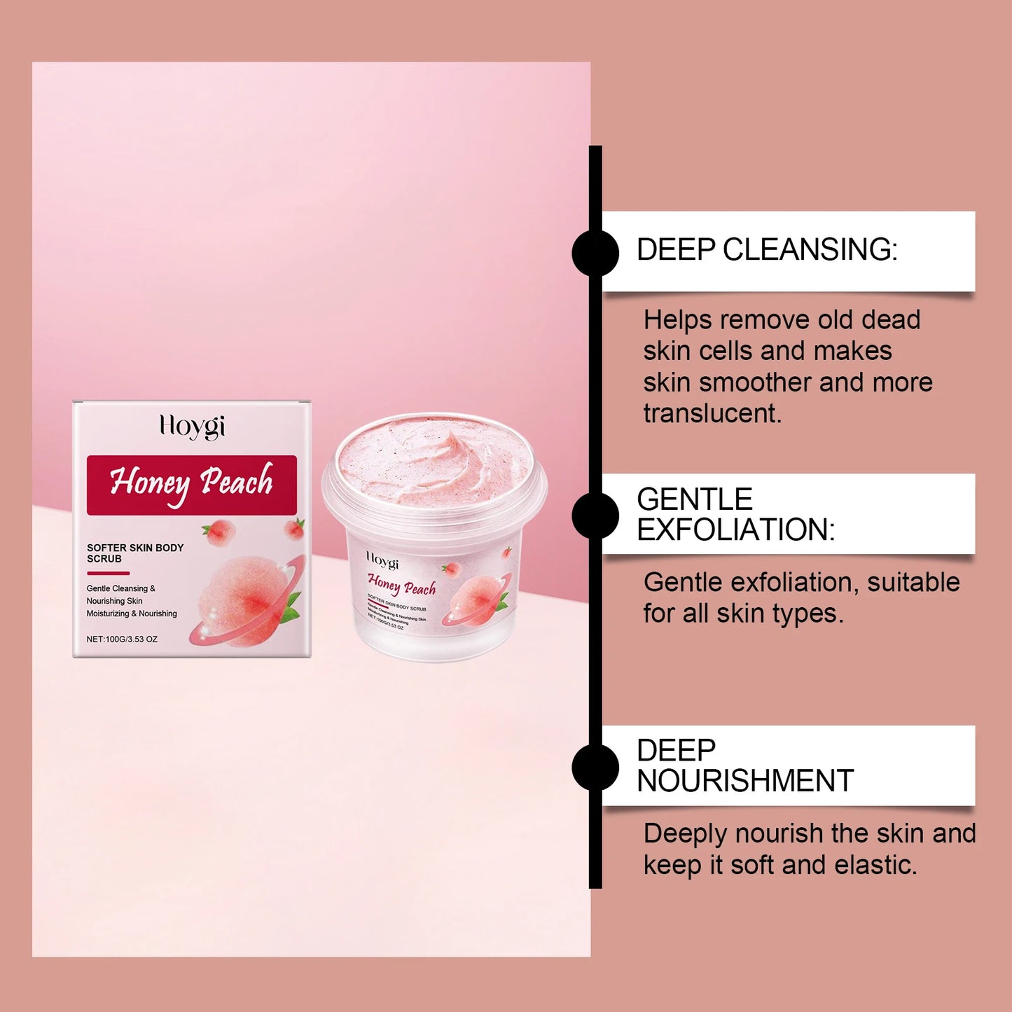 Honey Peach Body Scrub – Brightening Exfoliating Cleanser
