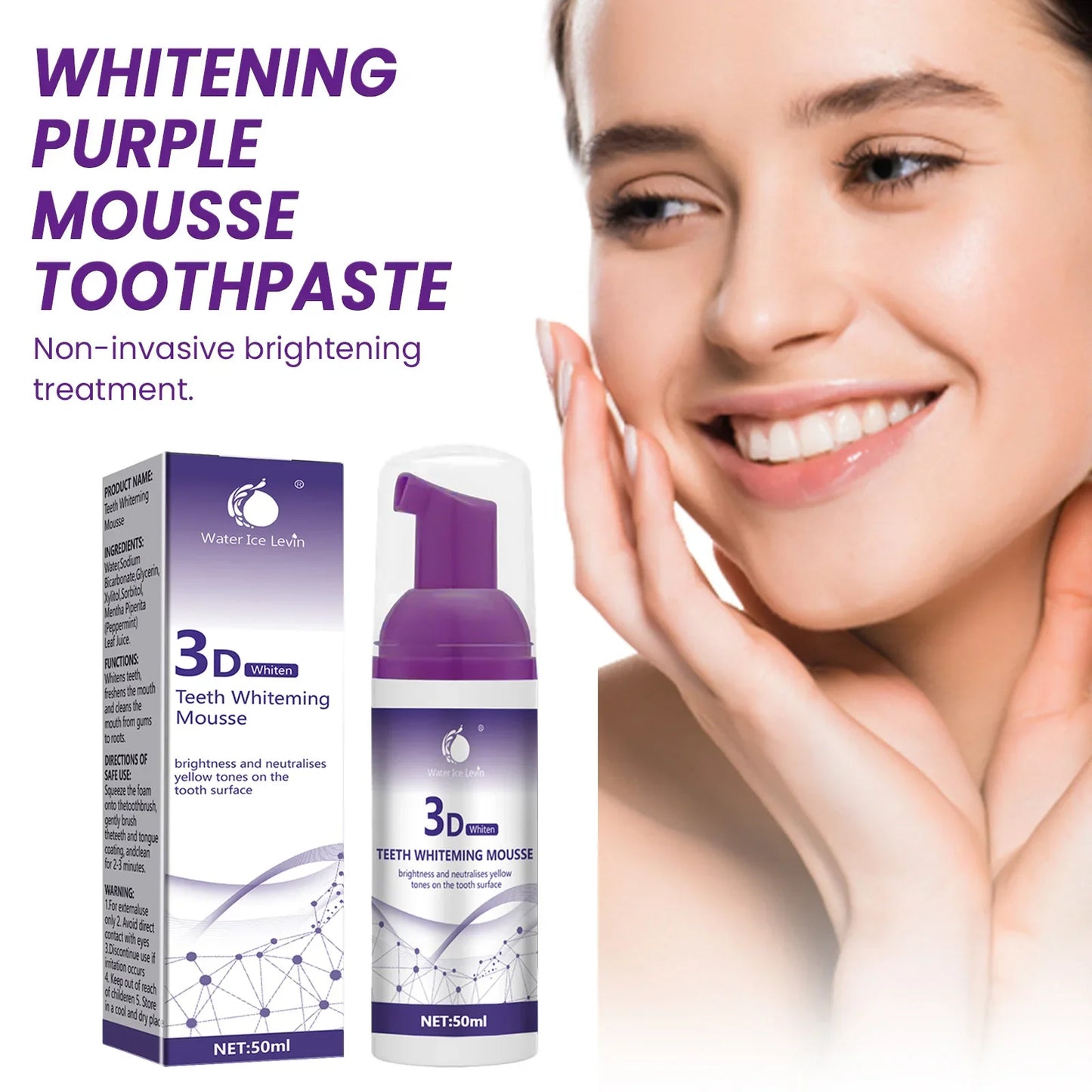 Purple Whitening Mousse Toothpaste 50ml – Fresh Breath & Clean