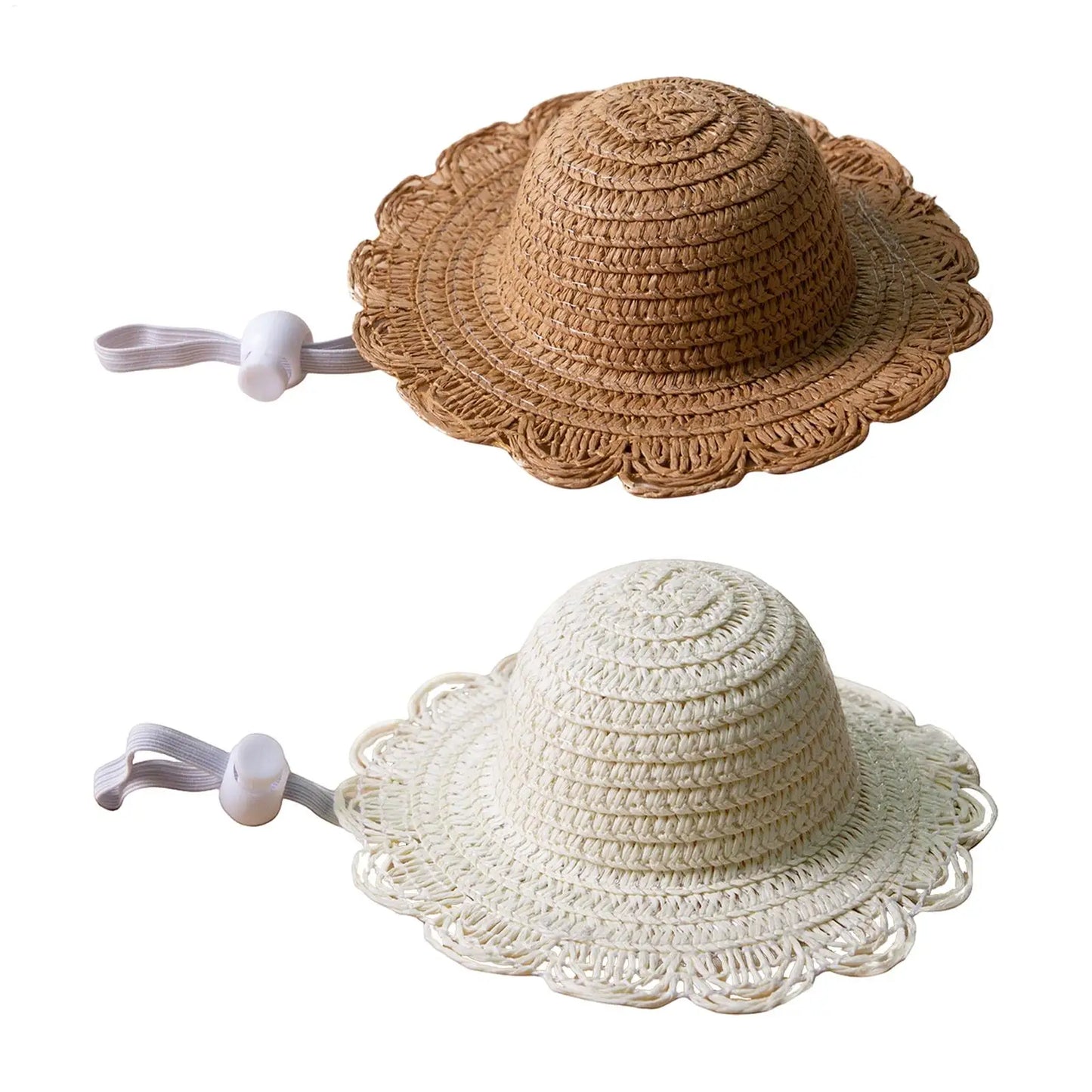 Adjustable Straw Sun Hat for Small Dogs & Cats | Photo Prop