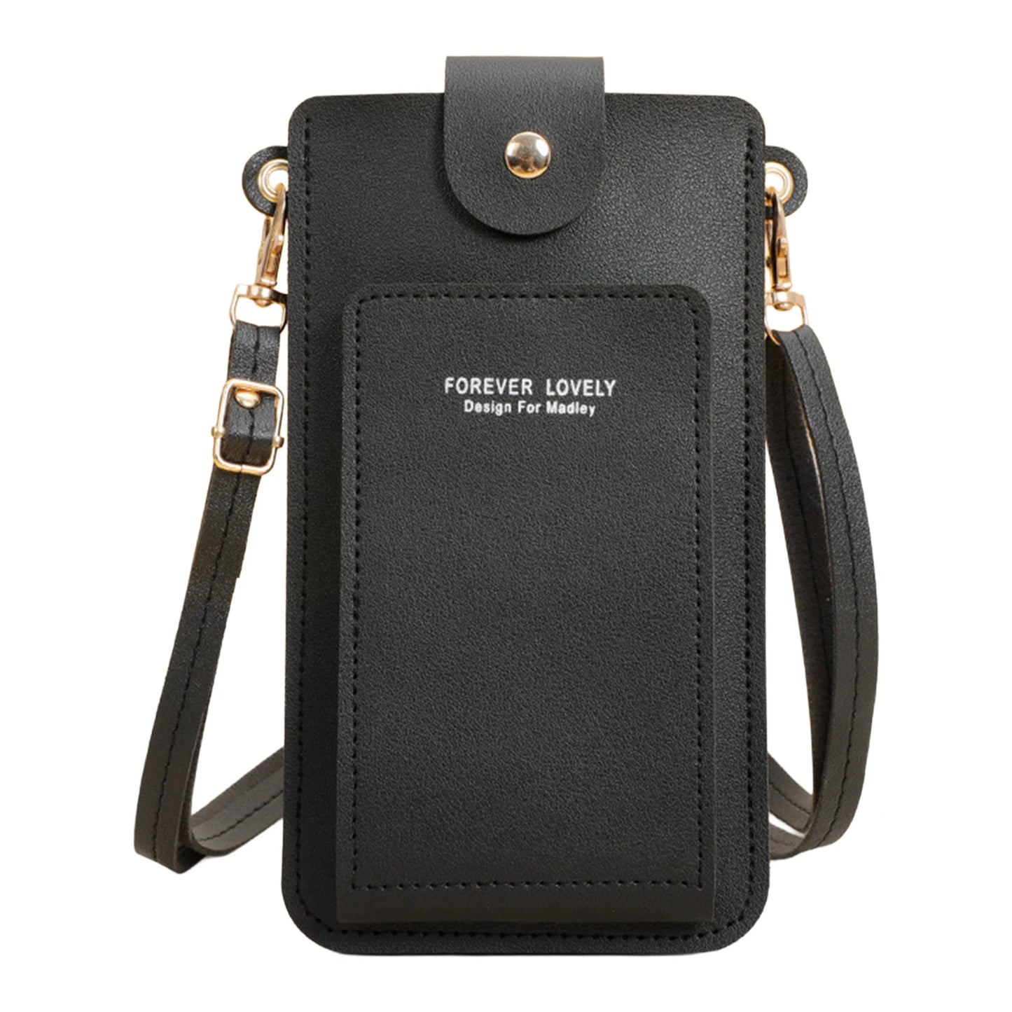 Small Crossbody Cell Phone Purse Zippered PU Cross Body Bag with 2 ID Card Windows for Mobile Phone Credit Cards Changes Peaceful Pleasures Health and Wellness black