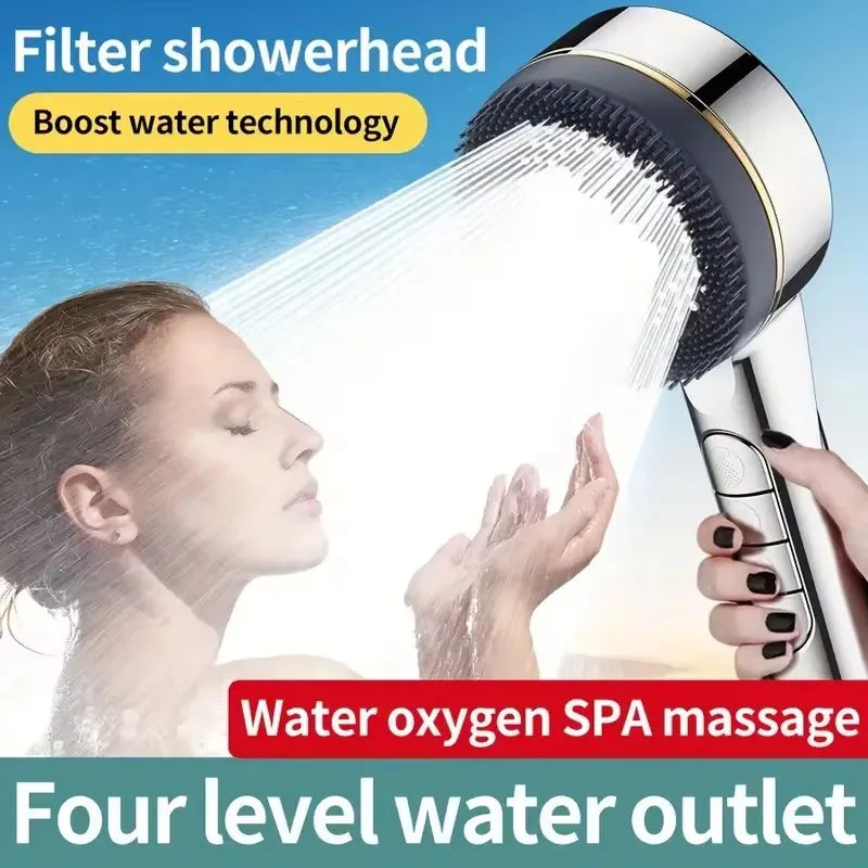 4-Mode Handheld Filter Shower Head – High Pressure & Water Saving
