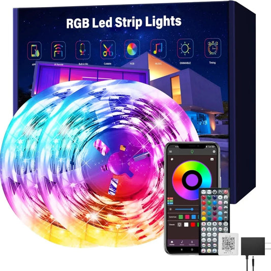 RUNTOIN RGB LED Strip Light 2-20M SMD 5050 Bluetooth App Remote RGB LED Strip Light Peaceful Pleasures Health and Wellness