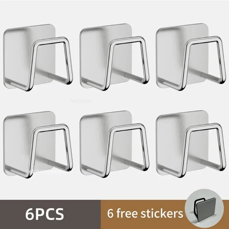 1pc-6pcs Stainless Steel Sink Sponge Rack For Sponge Steel Wire Ball Draining Paste The Inner Wall Of The Sink Kitchen Supplies Peaceful Pleasures Health and Wellness 6PCS-sliver