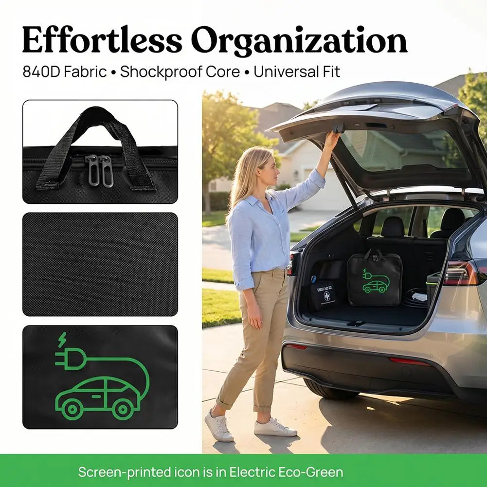 EV Charging Cable Storage Bag Waterproof Car Battery Cable Handled Bag EV Car Charging Gun Storage Organizer Peaceful Pleasures Health and Wellness