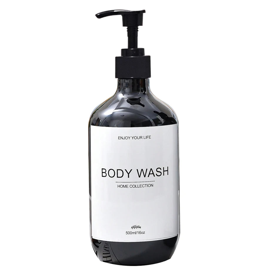 500ml Shampoo Body Wash Conditioner Dispenser Bottle Bathroom Waterproof Pre-Labeled Refillable Shampoo Bottle Soap Container Peaceful Pleasures Health and Wellness A-black-body 500ml