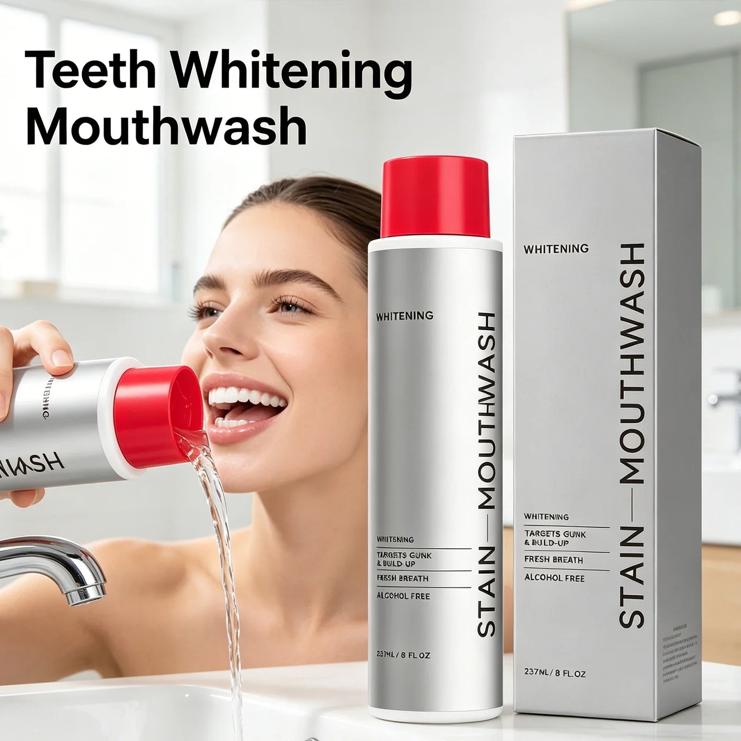 237ml Alcohol-Free Whitening Mouthwash | Fresh Breath & Plaque Care