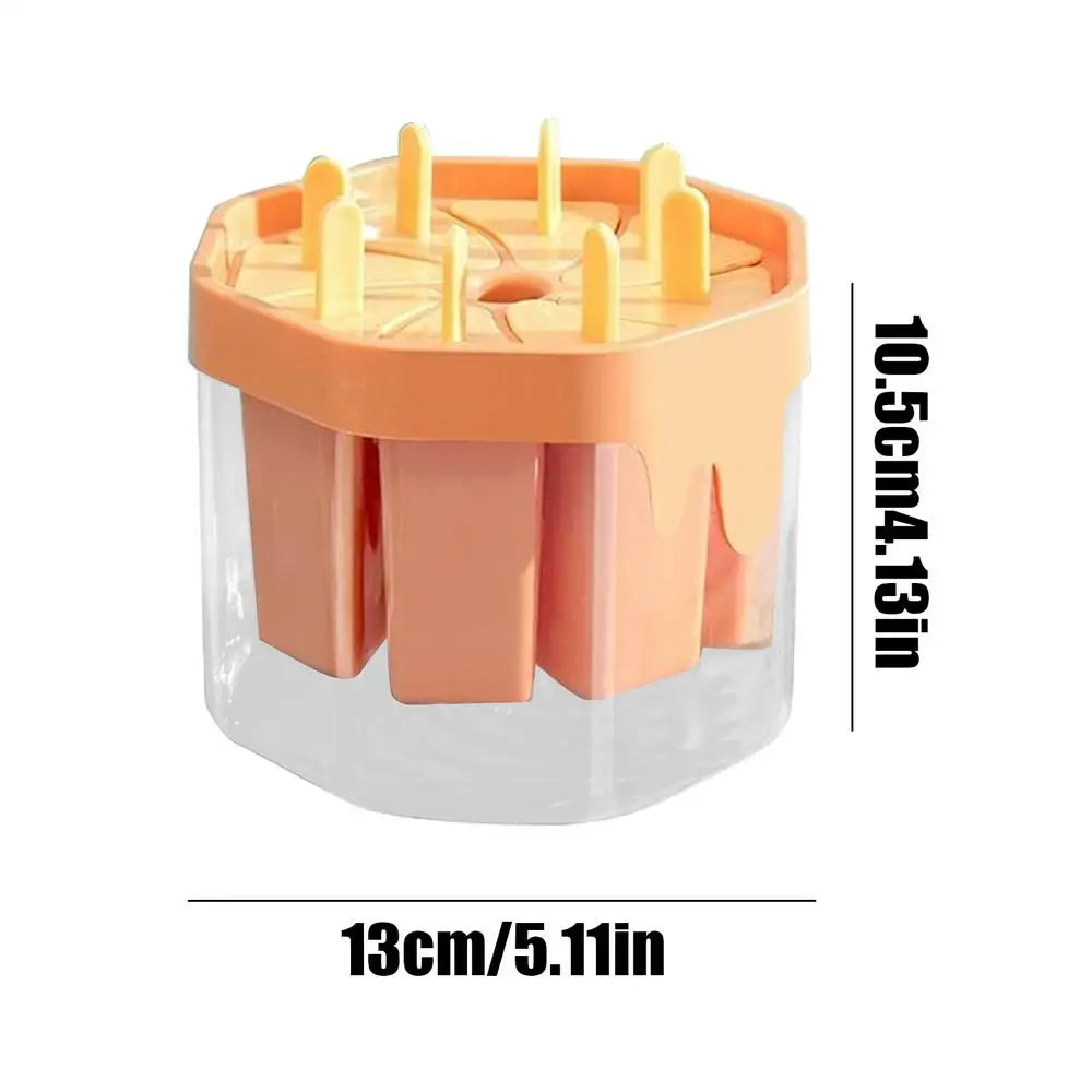 Ice Pop Molds 8-Cavity Reusable Non-Stick Easy Release Popsicles Maker For Summer Home Freezer, Juice Milk Fruit DIY Peaceful Pleasures Health and Wellness Orange