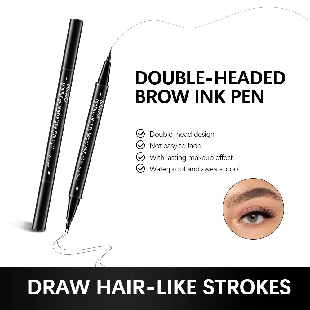 5 Colors Double-headed Brow Ink Eyebrow Pen 2 Fork Eyebrow Pencil Waterproof Liquid Eyebrow Pencil Long Lasting Women Cosmetics Peaceful Pleasures Health and Wellness
