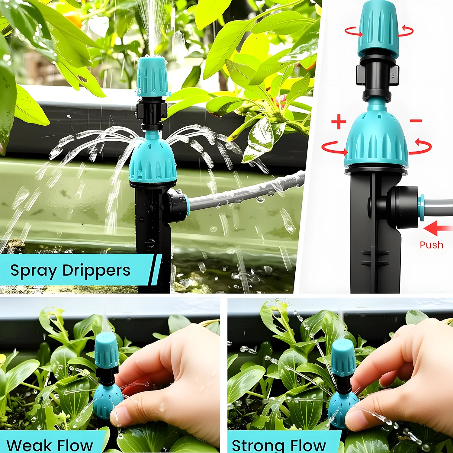 3/8" Garden Irrigation Watering System 12mm PE Hose 360° Adjustable 2-in-1 Misting Quick Connect Sprinkler Micro Dripper Sprayer Peaceful Pleasures Health and Wellness