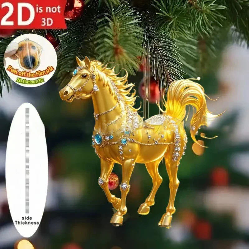 Golden Acrylic Horse Keychain Pendant – Car & Bag Charm Gift