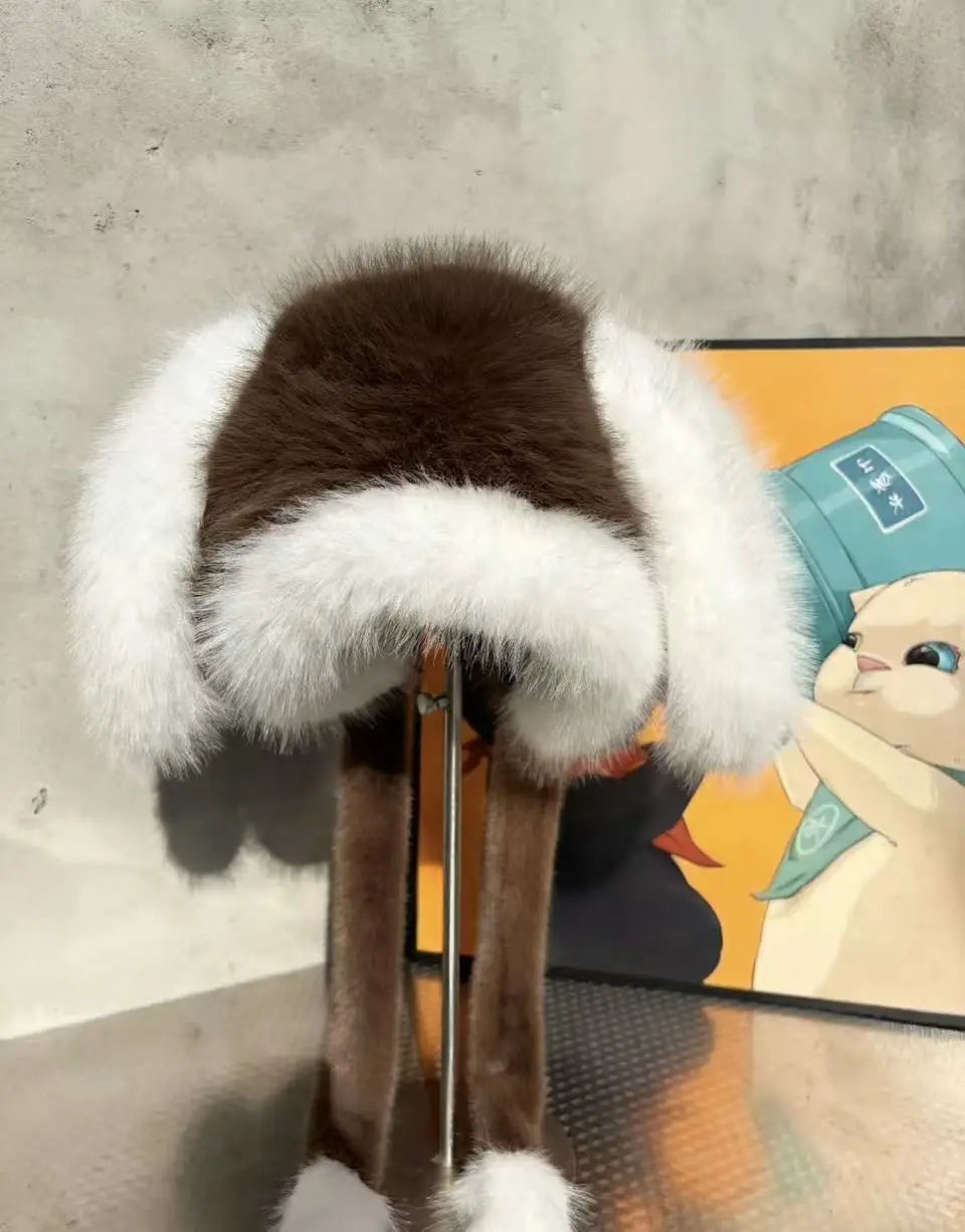 Faux Fur Winter Dome Beanie with Bunny Ears | Women's Hat
