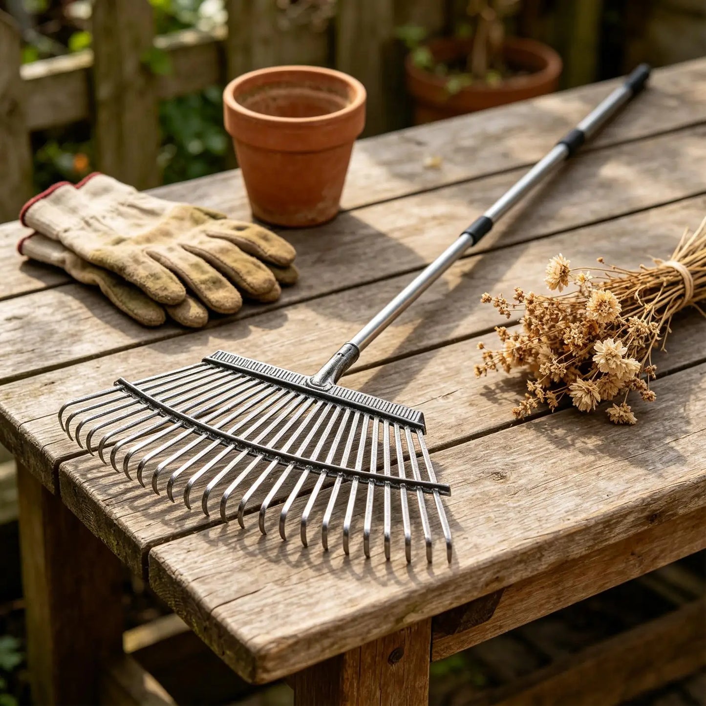 24-Tine Leaf Rake | Long Handle Garden Rake for Yard & Lawn Garden Leaf Rake Peaceful Pleasures Health and Wellness
