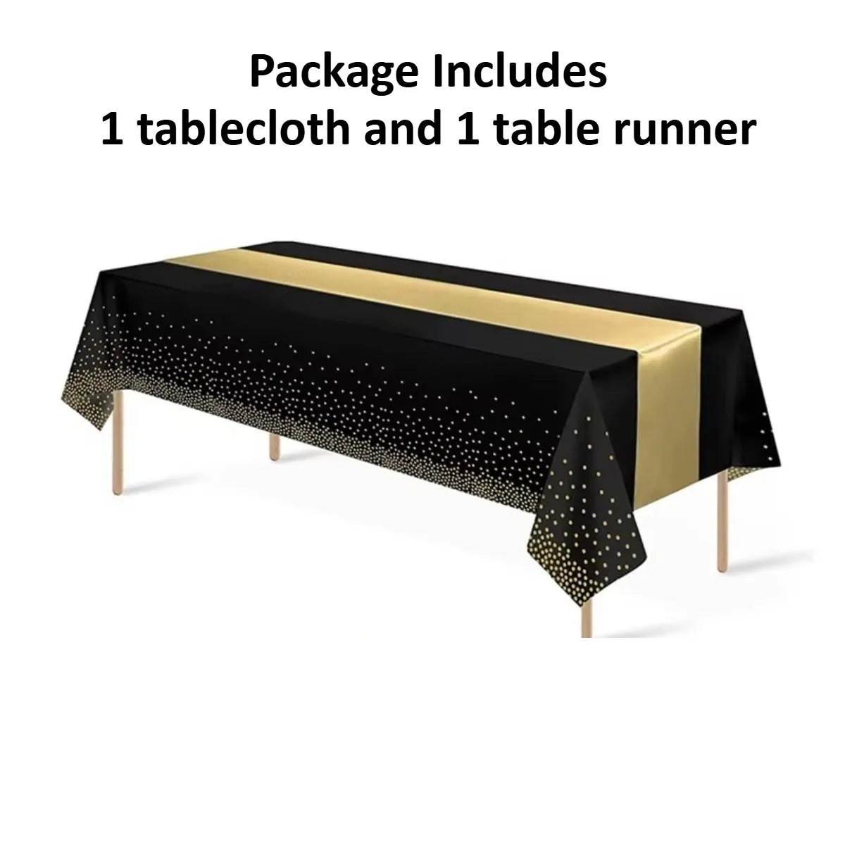 Polka Dot Tablecloth & Satin Table Runner Set for Parties