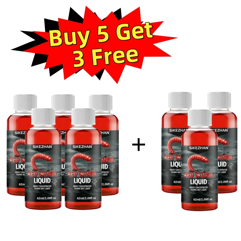 Red Worm Liquid Bait Additive 62ML High Concentration Fish Attractant Lure Oil for Freshwater Saltwater River Lake Carp Bass Peaceful Pleasures Health and Wellness 8PCS